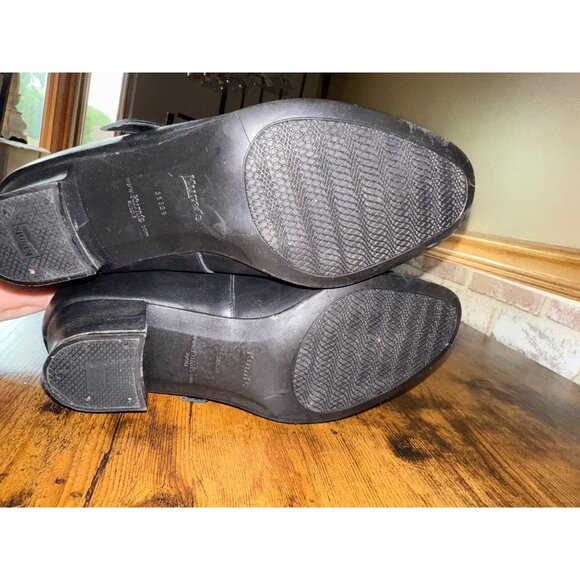 Kumfs Ladies Black Leather Mary Jane Dance Shoes Buckle Strap & Cuban Heel Munro - Picture 6 of 9